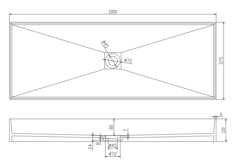 Solid-S Top opbouwwastafel rechthoek mat wit B100 x D37 x H11cm 1208831992