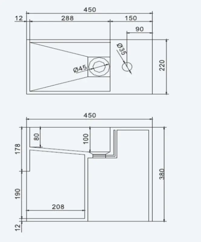 Solid-S Wall Special wastafel rechthoek mat wit B45 x D22 x H38 cm met kraangat 1208832042