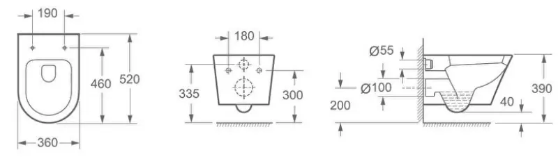 Aquadesign Rimless wandcloset verkort met softclose zitting randloos wit 1208847342