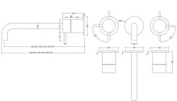 Waterevolution Flow 3-gats inbouw wastafelkraan mat wit met uitloop 21 T1163FBR-21