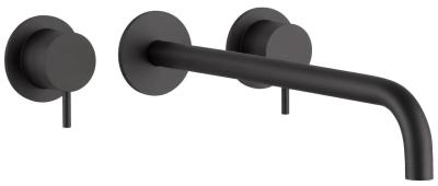 Waterevolution Flow 3-gats inbouw wastafelkraan mat zwart met uitloop 21 T1163FPR-21