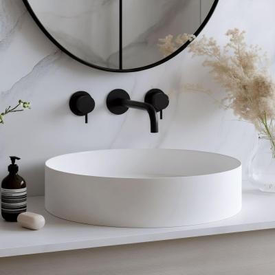 Waterevolution Flow 3-gats inbouw wastafelkraan mat zwart met uitloop 15 T1163FPR-15