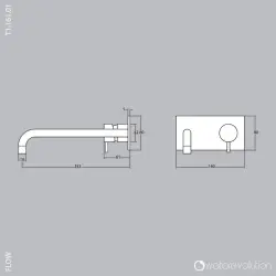Waterevolution Flow inbouw wastafelkraan met afdekplaat chroom met uitloop 15cm T1161B01-15
