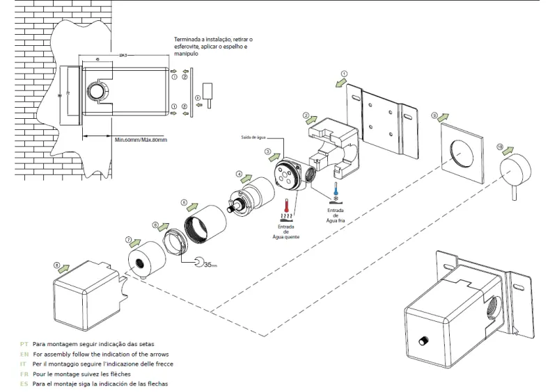 Waterevolution Flow inbouw douchethermostaat ronde rozet mat wit T142TBBR