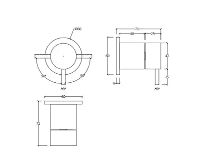 Waterevolution Flow inbouw 2-weg omsteller ronde rozet chroom T1482S01