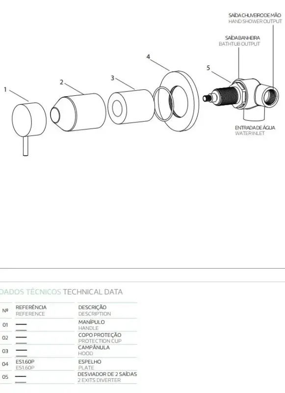 Waterevolution Flow inbouw 2-weg omsteller ronde rozet chroom T1482S01