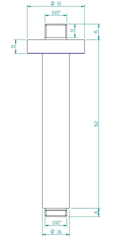 Zazzeri Douchearm plafondsteun 300 mm MAT ZWART 2900BR03A003131
