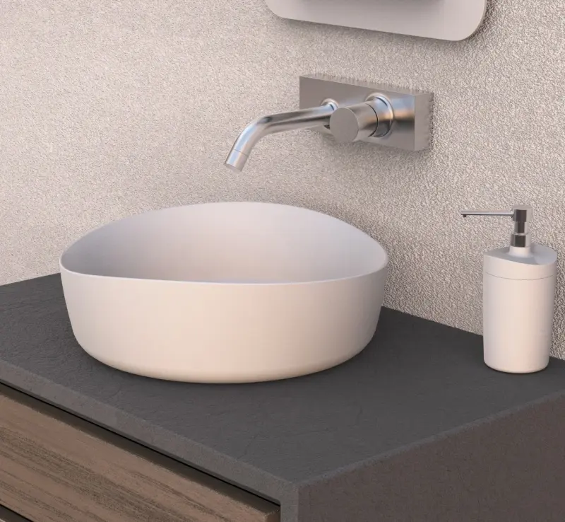 Solid-S Top opbouwwastafel rond mat wit D40X13cm 1208852532