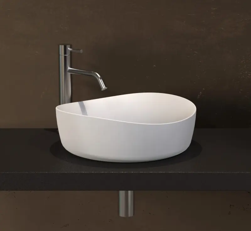 Solid-S Top opbouwwastafel rond mat wit D40X13cm 1208852532