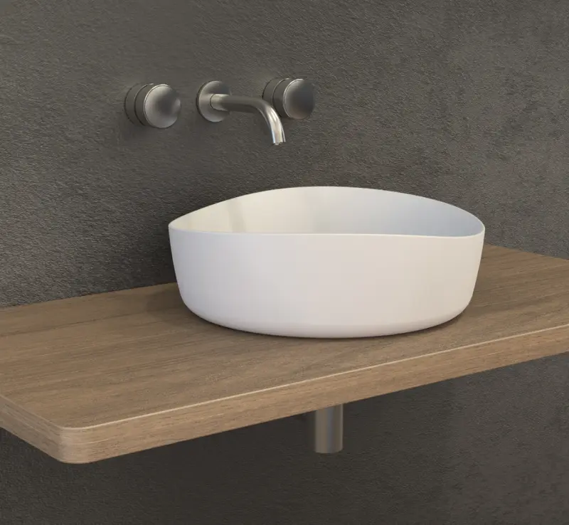 Solid-S Top opbouwwastafel rond mat wit D40X13cm 1208852532