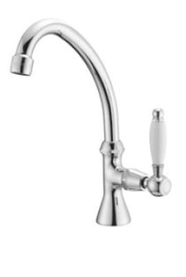 PB klassieke fonteinkraan met witte hendel koud water met hoge uitloop brons 1208853682