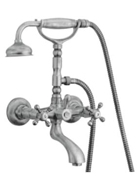 PB klassieke kraan opbouw badkraanset met sterknoppen Chroom inclusief handdouche 1208855152