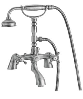 PB klassieke kraan badrandkraanset met sterknoppen inclusief handdouche Brons 1208855222