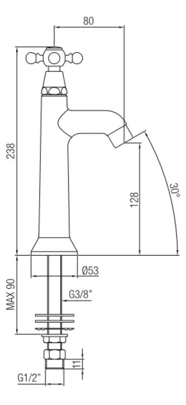 PB klassieke fonteinkraan met sterknop koud water brons 1208855542