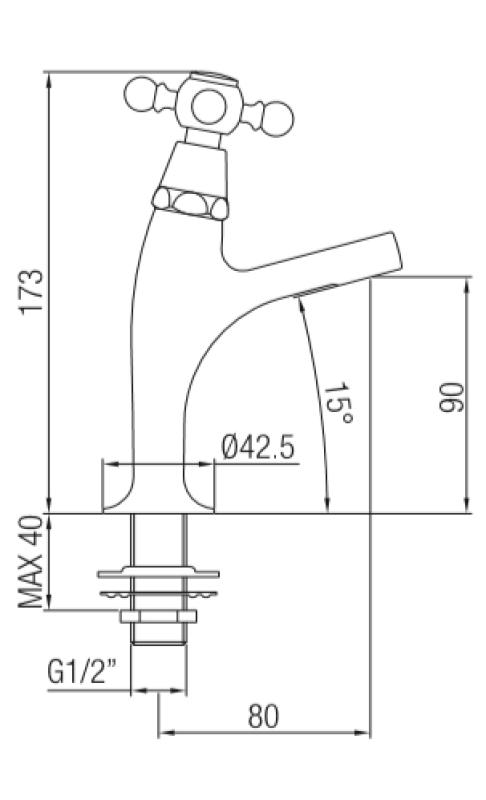 PB klassieke fonteinkraan met sterknop koud water klein model brons 1208855692
