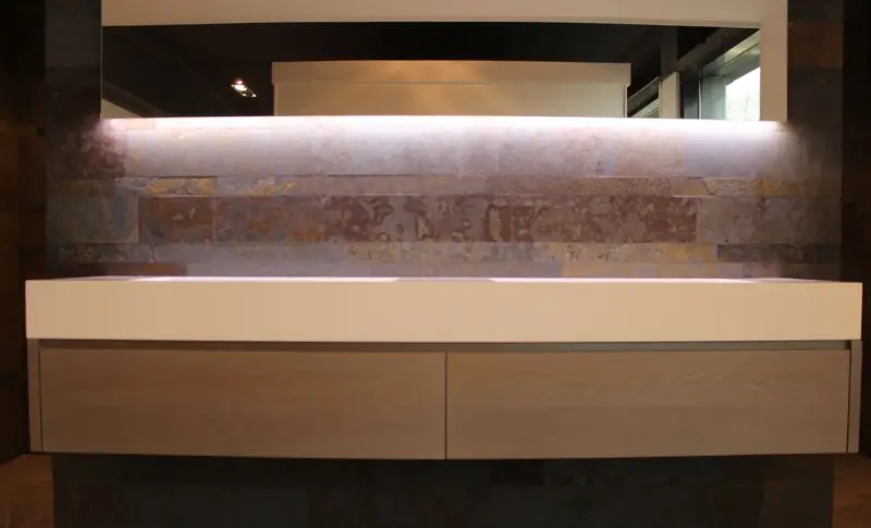 TopLine massief eiken badmeubel met 2 laden greeploos 240cm - kleur Silver Grey - met zijwangen 1208855982