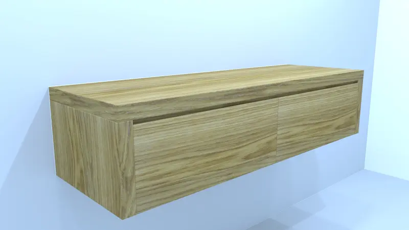 TopLine Delft MAATWERK massief eiken badmeubel met 2 laden greeploos - zijwangen en topblad