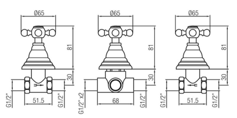 PB klassieke 3 weg inbouw doucheset met omsteller met sterknoppen RVS 1208889772