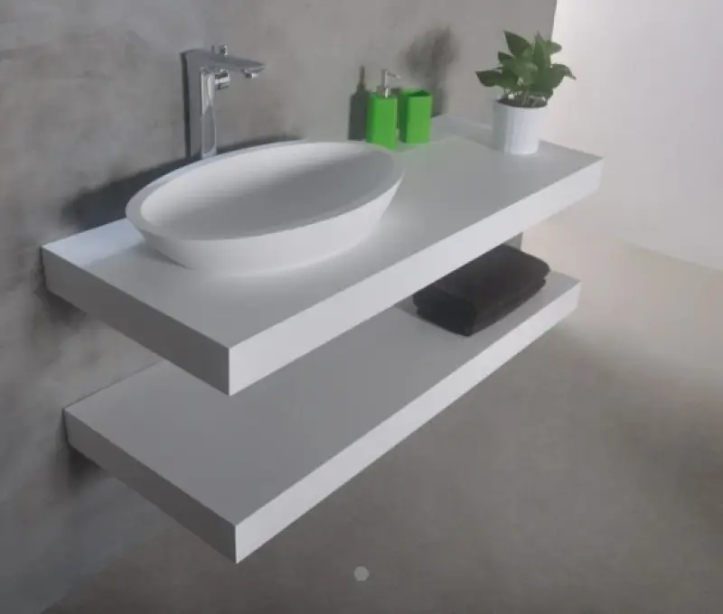 Solid-S MAATWERK wastafelblad solid surface mat wit 1208889942