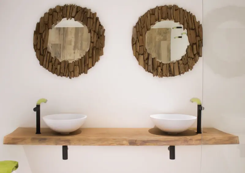 TopLine massief eiken MAATWERK boomstam wastafelblad 5cm dik met blinde bevestiging en ophangbeugels