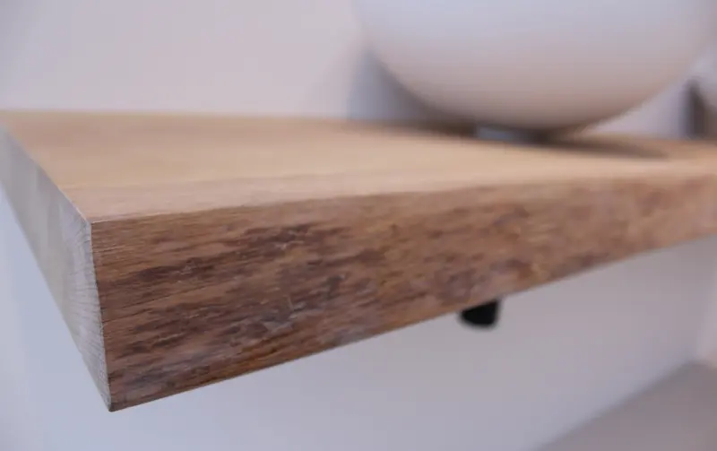 TopLine massief eiken MAATWERK boomstam wastafelblad 5cm dik met blinde bevestiging en ophangbeugels