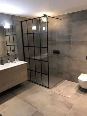 Flavio Napoli Nero MAATWERK inloopdouche helder glas - Mat Zwart Kader en raster - 1208890042