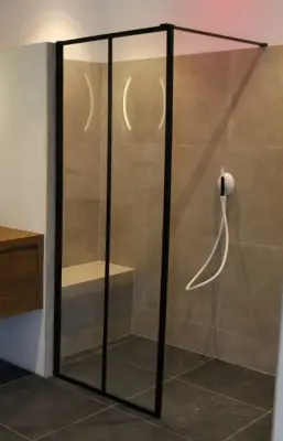 Flavio Napoli Nero MAATWERK inloopdouche helder glas - Mat Zwart Kader en raster - 1208890042