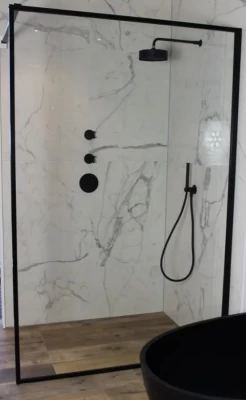 Flavio Napoli Nero inloopdouche 100x210 cm helder glas - Mat Zwart Kader