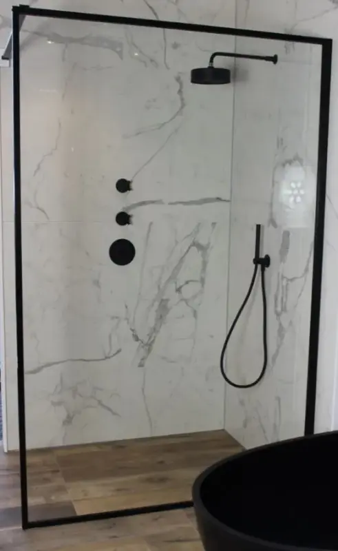 Flavio Napoli Nero inloopdouche 100x210 cm helder glas - Mat Zwart Kader