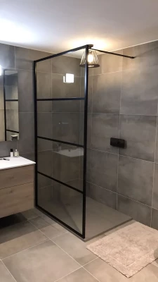 Flavio Napoli Nero inloopdouche 80x210 cm helder glas - Mat Zwart Kader en horizontale lijnen