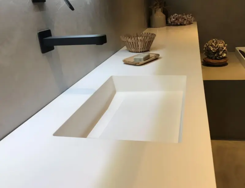 Solid-S Trend solid surface wastafel 160x50x10cm mat wit - 2 wasbakken 1208911242