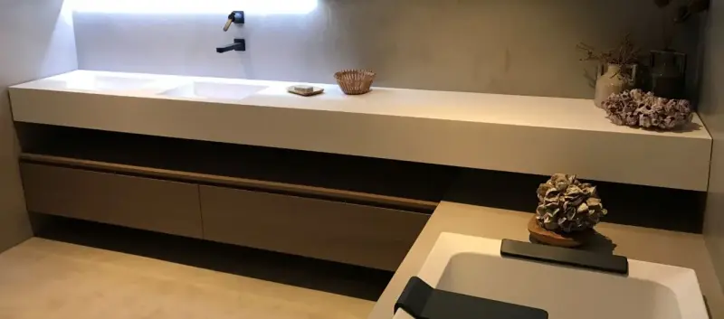 Solid-S Trend solid surface wastafel 180x50x10cm mat wit - 2 wasbakken 1208911272