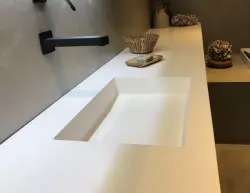 Solid-S Trend solid surface wastafel 240x45x10cm mat wit - 2 wasbakken 1208911292