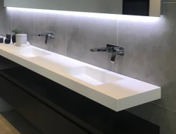 Solid-S Trend solid surface wastafel 240x45x10cm mat wit - 2 wasbakken 1208911292