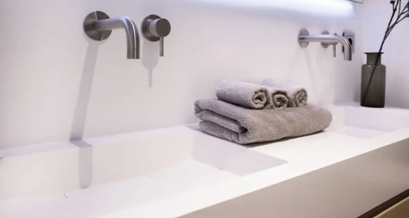 Solid-S Trend solid surface wastafel 120x45x10cm mat wit - 2 wasbakken 1208911612