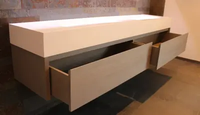TopLine Amsterdam massief eiken badmeubel kleur naturel 140x50x35cm met greeploze en softclose laden 1208912562