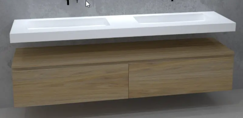 TopLine Utrecht massief eiken badmeubel 160x50x35cm met topblad kleur Natural - 2 lades 1208912622