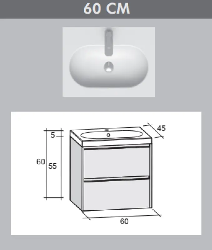 Aquadesign Bergo badkamermeubelset 60x45cm Hoogglans Wit 1208913572