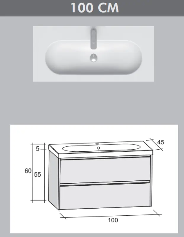 Aquadesign Bergo badkamermeubelset 100x45cm Hoogglans Wit 1208913592