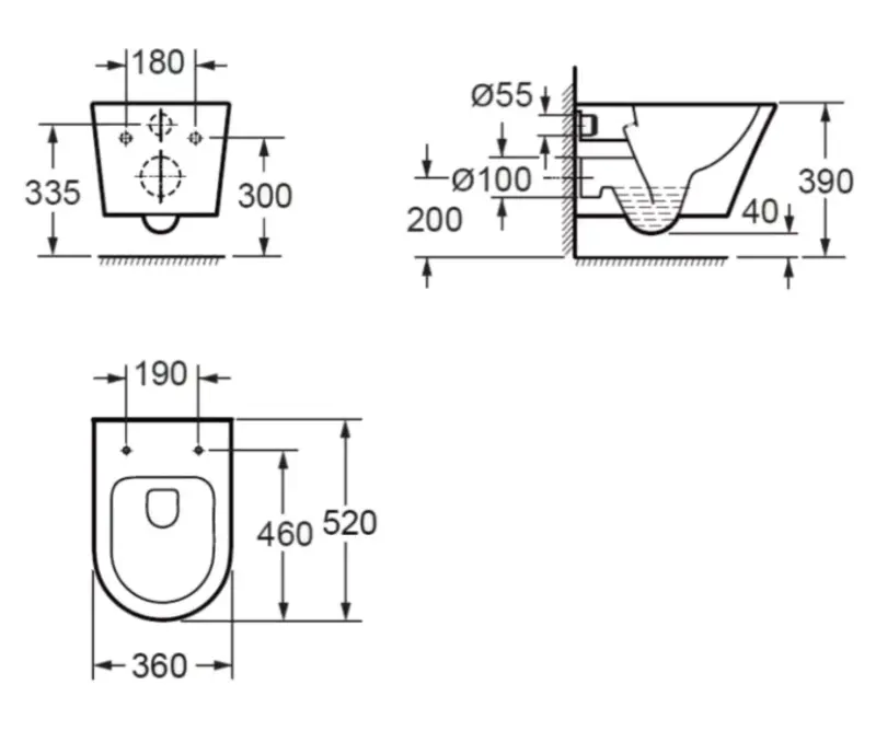 Aquadesign Montreal wandtoilet rimless mat wit incl softclose zitting 1208913652