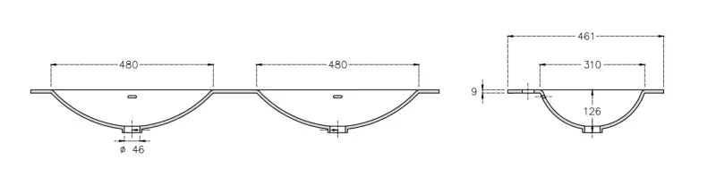 Solid-S Oregon solid surface wastafel 120x46x0.9cm mat wit - 2 wasbakken 1208913682