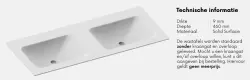 Solid-S Oregon solid surface wastafel 140x46x0.9cm mat wit - 2 wasbakken 1208913702