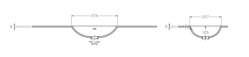 Solid-S Boston solid surface wastafel 140x41x0.9cm mat wit - 2 wasbakken 1208913752