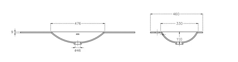 Solid-S Atlanta solid surface wastafel 130x46x0.9cm mat wit - 2 wasbakken 1208913792