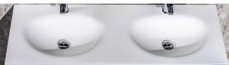 Solid-S Atlanta solid surface wastafel 140x46x0.9cm mat wit - 2 wasbakken 1208913802