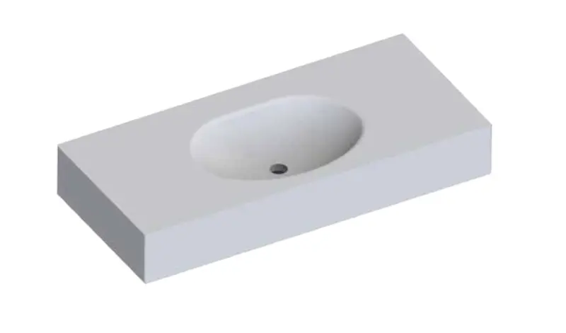 Solid-S Atlanta solid surface vrijhangende wastafel 130x46x12cm mat wit - 1 wasbak 1208913862