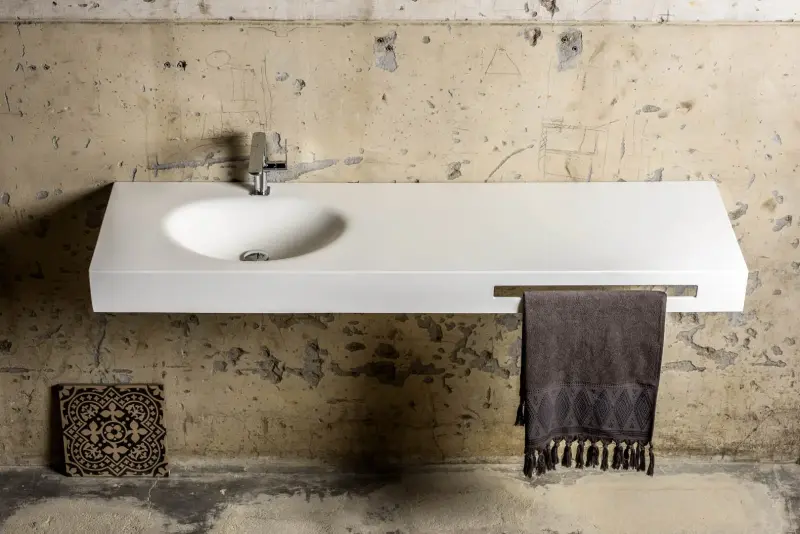 Solid-S Atlanta solid surface vrijhangende wastafel 130x46x12cm mat wit - 1 wasbak 1208913862