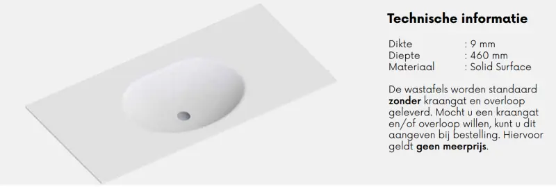 Solid-S Atlanta solid surface vrijhangende wastafel 140x46x12cm mat wit - 1 wasbak 1208913872