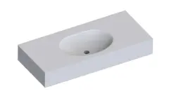 Solid-S Atlanta solid surface vrijhangende wastafel 150x46x12cm mat wit - 1 wasbak 1208913882