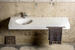 Solid-S Atlanta solid surface vrijhangende wastafel 150x46x12cm mat wit - 1 wasbak 1208913882